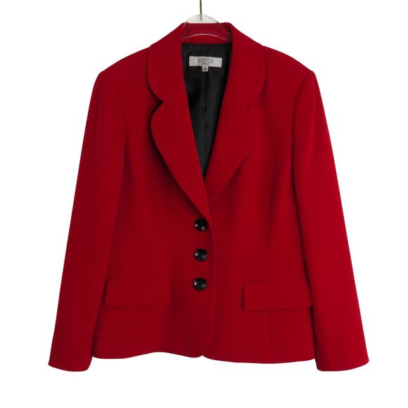 Vintage Kasper Red Blazer Notch Collar Black Buttons Size 10 - Picture 6 of 6